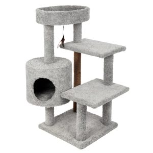 Kitty-Quick 43-in Solid Wood Cat Tree,  Grey