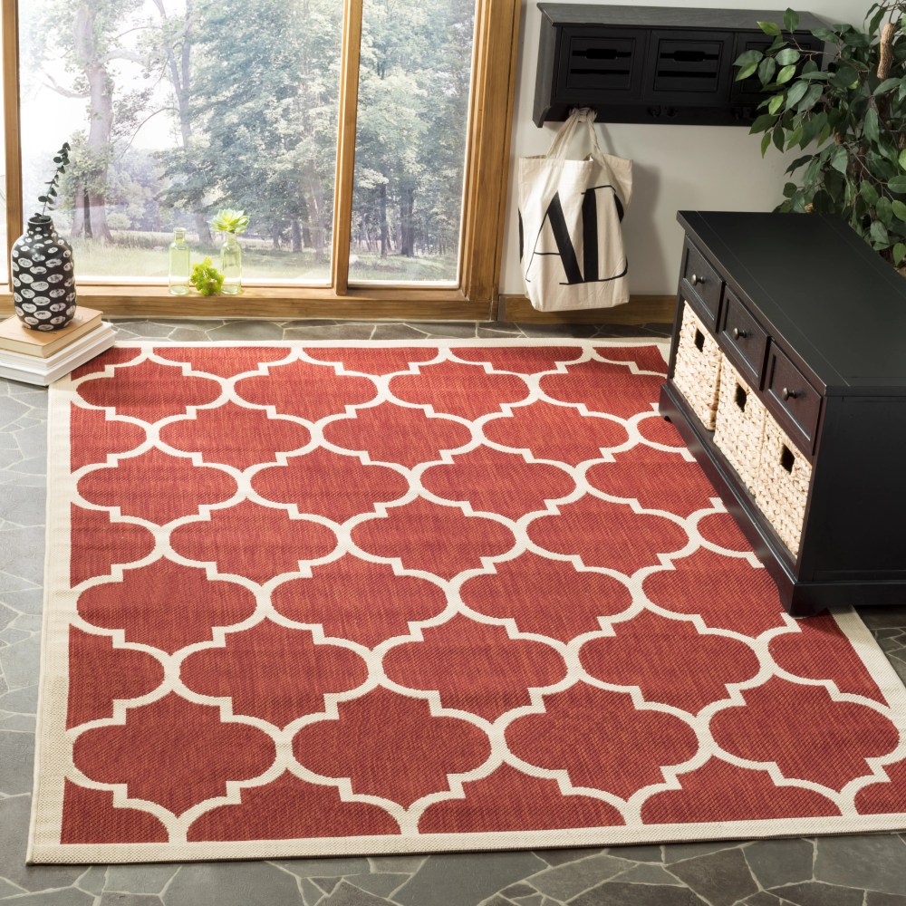 Safavieh Courtyard Alyssa Geometric Indoor/Outdoor Area Rug, Red/Bone, 6'7" x 9'6" - Image 7