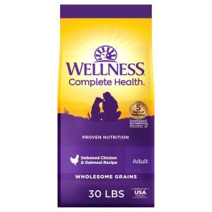 Wellness Complete Health Dry Dog Food,  Wholesome Grains,  Natural,  Chicken & Oatmeal,  (30-Pound Bag)