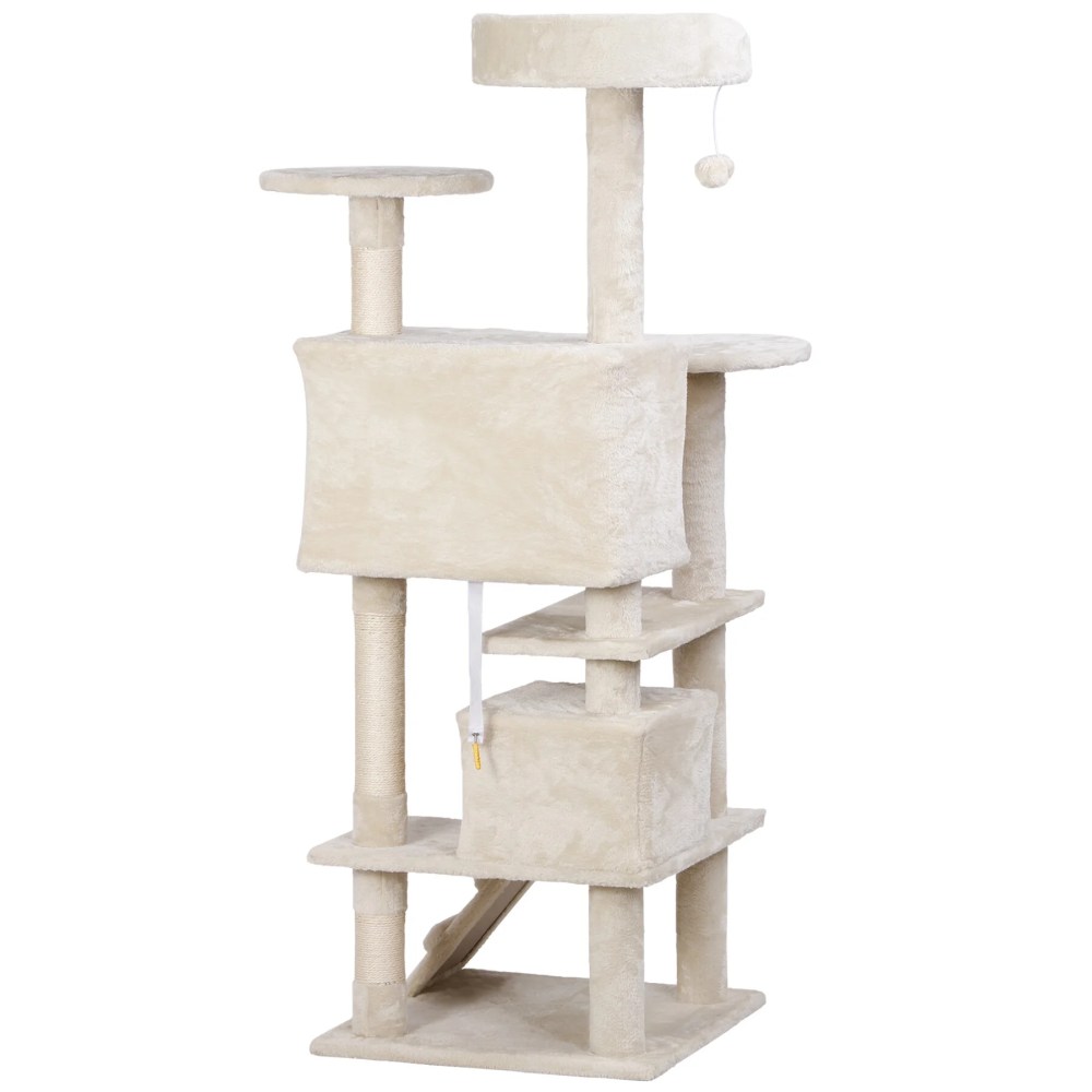 ZENSTYLE 53" Cat Tree Scratching Post Condo Tower Pet Kitty Playhouse, Beige - Image 8