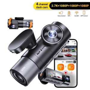 Vantrue 4 Channel WiFi Dash Cam, STARVIS 2 IR Night Vision, 2.7K1080P3 Front Rear Inside Dashcam, Voice Control, GPS, 24 Hours Buffered Parking Mode Dash Camera, Support 512GB Max