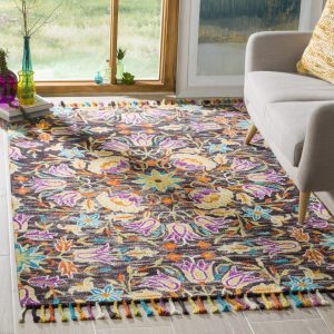 Safavieh Handmade Aspen Lutie Boho Tribal Wool Rug Black/Purple 8" x 10" 8" x 10" Indoor,Handmade Rectangle