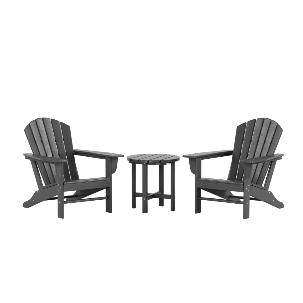 Westin Outdoor Weather Resistant HDPE Plastic Adirondack Chair - Gray (Set of 3) - Image 4
