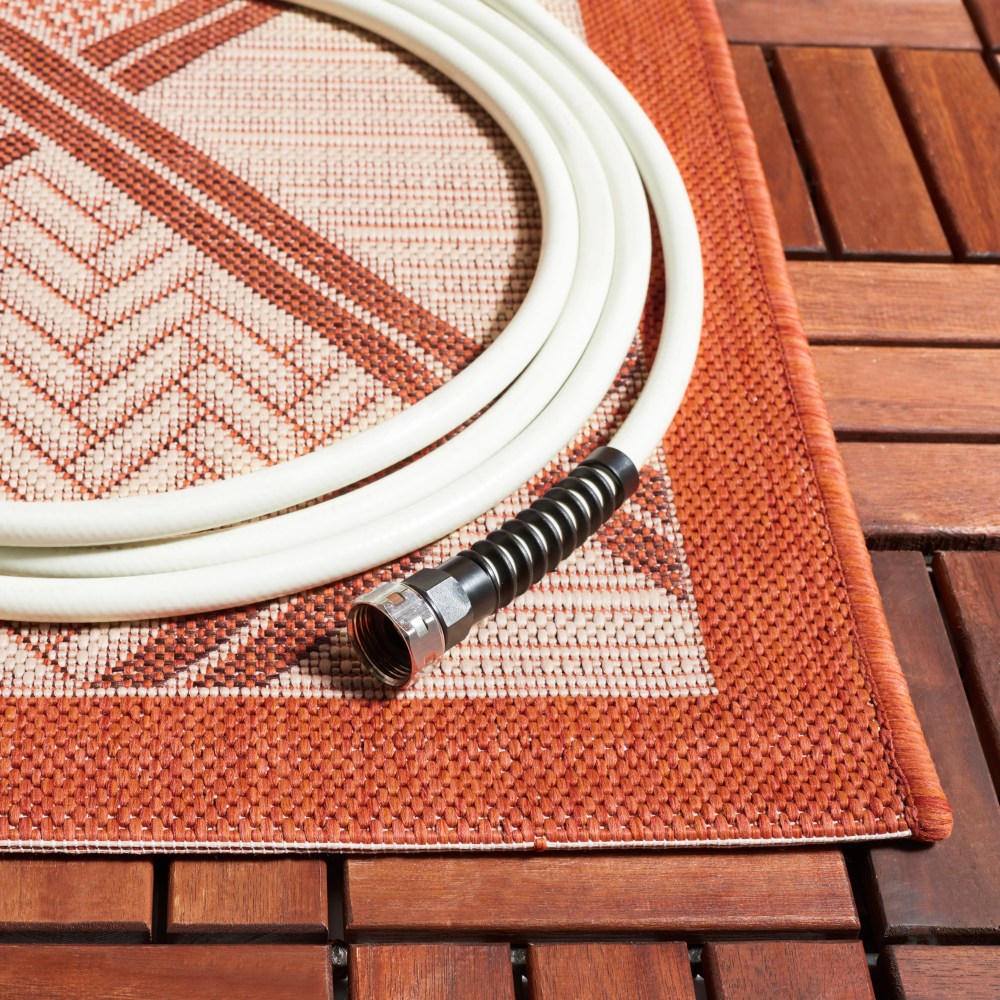 Safavieh Courtyard Shawn Geometric Indoor/Outdoor Area Rug, Cream/Terracotta, 6'7" x 9'6" - Image 2