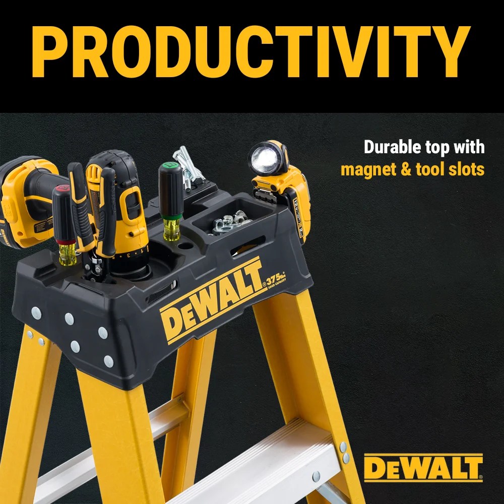 DeWalt 8-Foot Fiberglass Step Ladder, 500-Pound Load Capacity, Type IAA, DXL3810-08 - Image 5