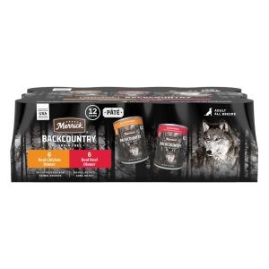 Merrick Backcountry Wet Dog Food for Adults,  Grain Free Real Beef & Chicken,  12.7 oz Cans