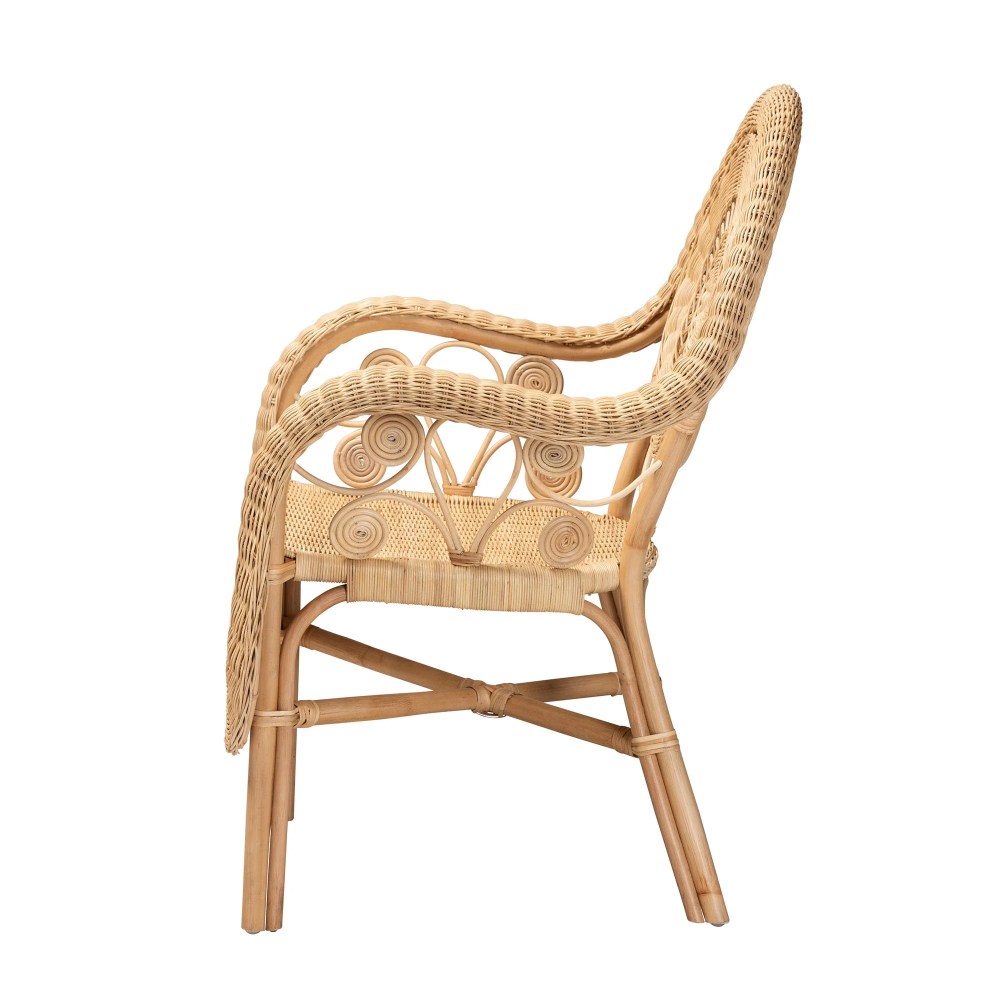 bali & pari Putri Rattan BOHO Accent Chair, Natural Brown - Image 4