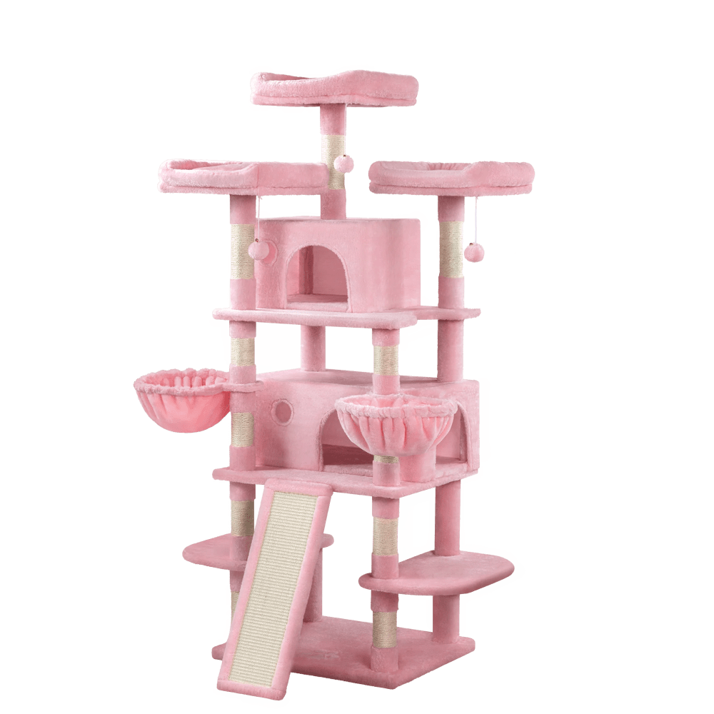 Einfach 68" X-Large Cat Tree and Tower with Condo Houses, Scratching Board & Posts for Indoor Cat, Pink - Image 7