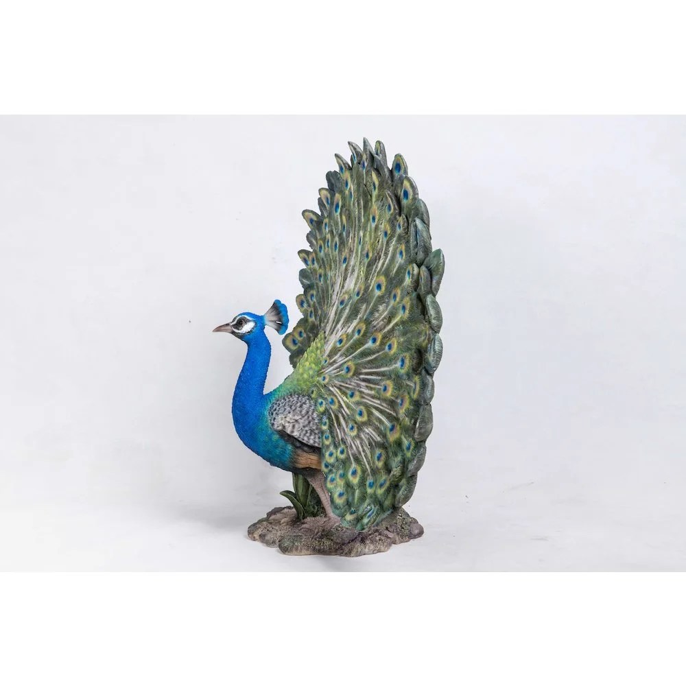Hi-Line Gift Resin Animals Peacock Sculpture, Green - Image 3