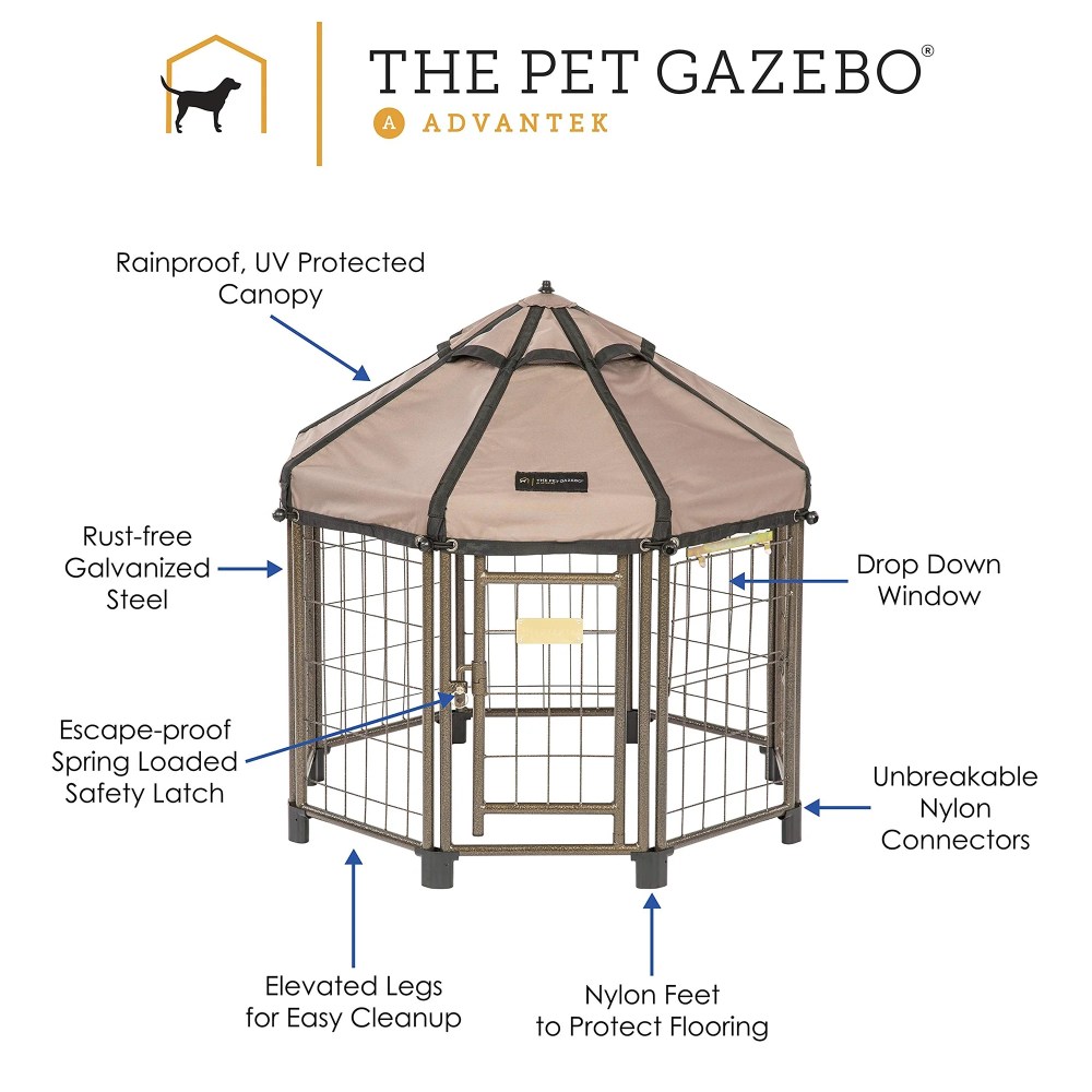 Pet Gazebo 23403ET 3 ft. Pet Gazebo with Earth Taupe Canopy - Image 4
