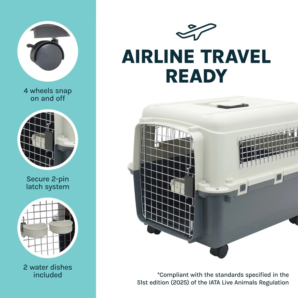 SportPet Designs Airline Approved Plastic Dog Kennel with Wheels, Medium - Image 7