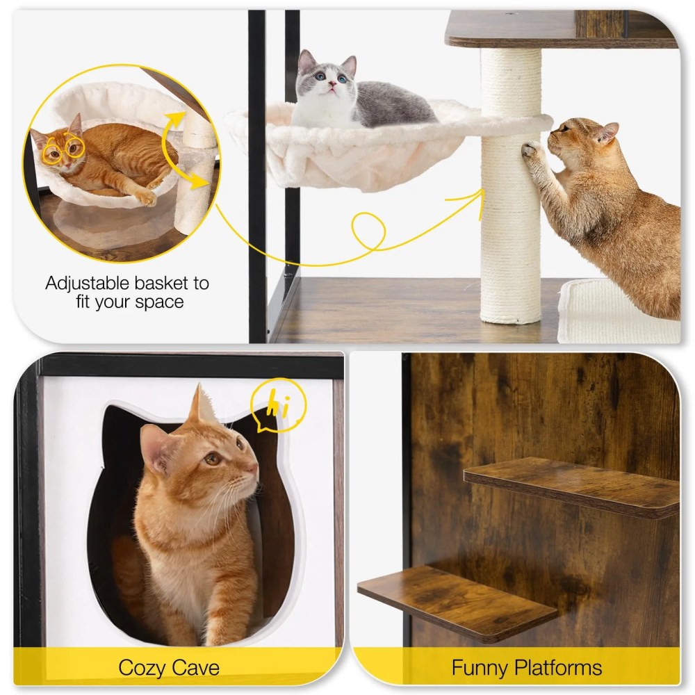 Aivituvin Cat Tree, 68-Inch Cat Tower for Indoor Cats, Wood Cat Condo Furniture with Litter Box Enclosure, 2-in-1 Modern Cat Tower - Image 6