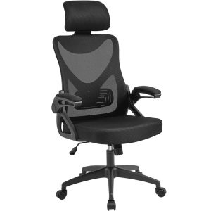 Yaheetech Adjustable High Back Mesh Office Chair with 90'Flip-up Armrest,Black