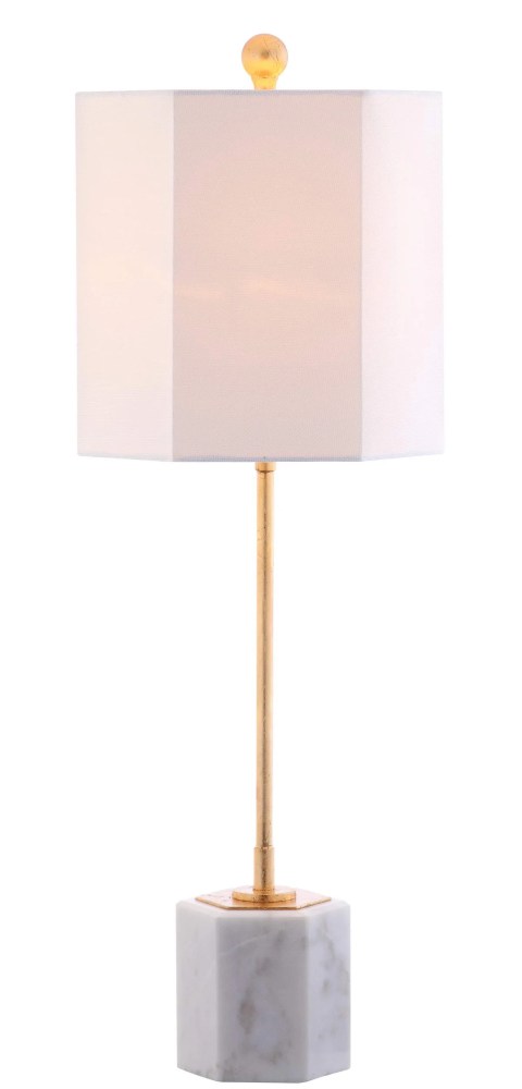Safavieh Magdalene Marble 29 in. H Lamp, White/Gold Leaf, Set of 2 - Image 2