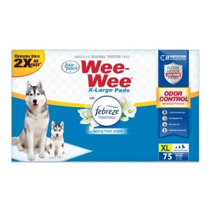 Four Paws Wee-Wee Febreze Freshness Odor Control Potty Training Dog & Puppy Pads,  XL 75ct