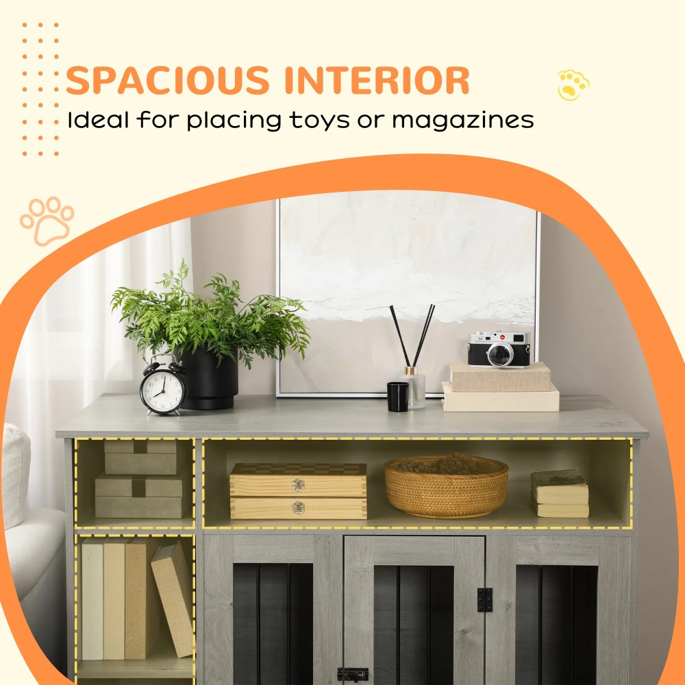 PawHut Furniture Style Dog Crate End Table W/ Adjustable Shelf Storage Space - Image 8