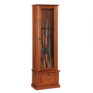 American Furniture Classics 8 Gun Key Locking Wood Cabinet,  Brown