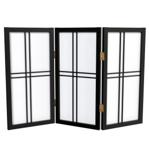 Red Lantern 2 ft. Short Desktop Double Cross Shoji Screen - Black - 3 Panels