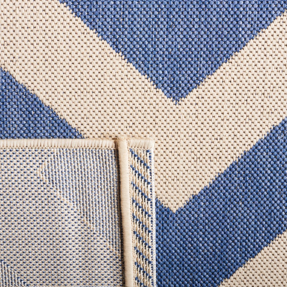 Safavieh Courtyard Bailey Chevron Indoor/Outdoor Area Rug, Blue/Beige, 6'7" x 6'7" Square - Image 3
