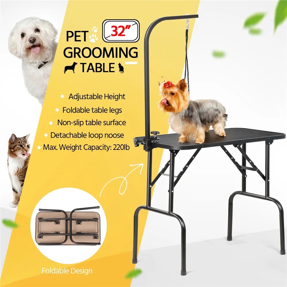 Yaheetech Professional 32" Foldable Pet Grooming Table with Arm Noose and Mesh Tray - Image 2