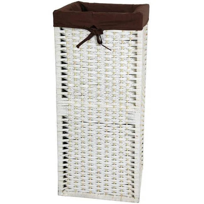 Oriental Furniture 28" Tall Natural Fiber Laundry Hamper, White - Image 2