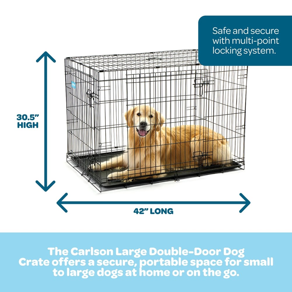 Carlson Pet Products Double Door Wire Crate with Divider, Large 42" - Image 5