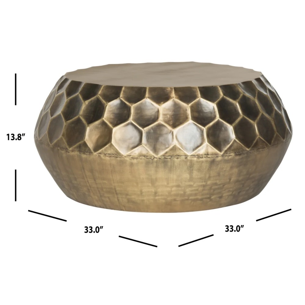 SAFAVIEH Roxanna Modern Solid Metal Coffee Table, Antique Brass - Image 3