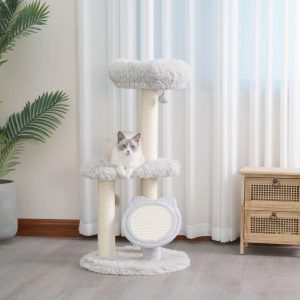 Petpals 37" Cat Tree with Cute Cat-shaped Sisal Scratching Mat with Free LED-Ball