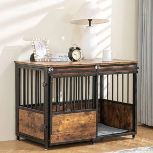 Reliancer 40" Dog Crate Furniture,  Wooden Heavy Duty Dog Kennel,  Dogs Cage for Large Medium Dog