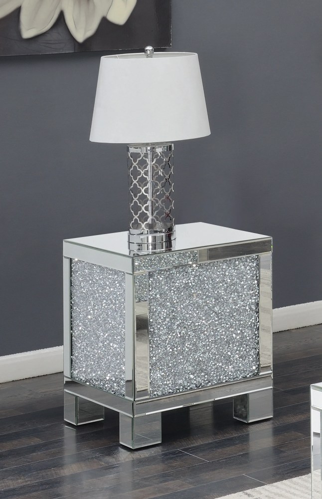 Gillian Square End Table Silver and Clear Mirror - Image 3