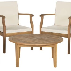 SAFAVIEH Outdoor Collection Anaheim 5-Piece Coffee Set Natural/Beige