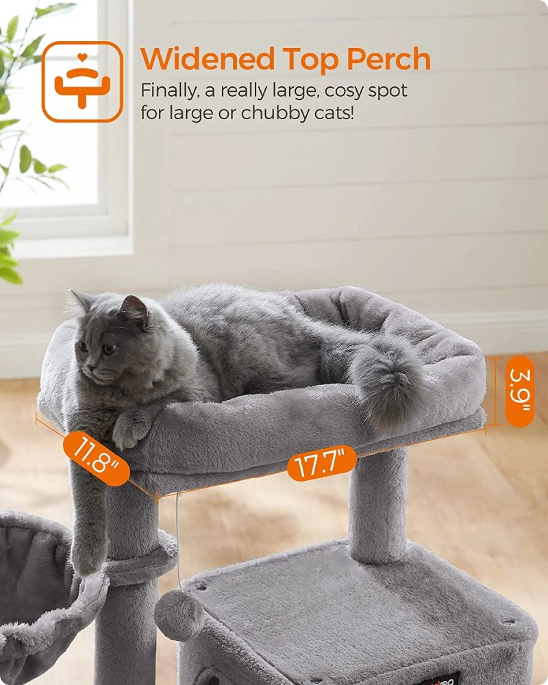 37.8-Inch Cat Tree Cat Condo Small Cat Tower with Widened Perch for Large Cats Indoor - Image 5