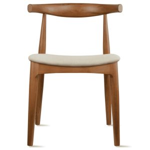 2xhome Contemporary Farmhouse Real Solid Wood Cloth Cushion Seat Dining Chairs Elbow Side Chair (Espresso-Beige Seat),Set of 1,1 piece