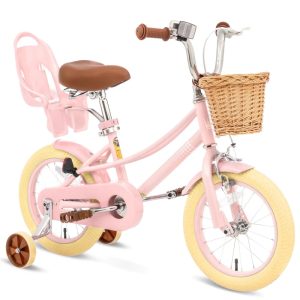XJD Girls Bike for Toddlers and Kids Ages 2-12 Years Old, 12 14 16 Inch Kids Bike with Training Wheels & Basket, 20 Inch Girls Bicycle with Handbrake & Kickstand