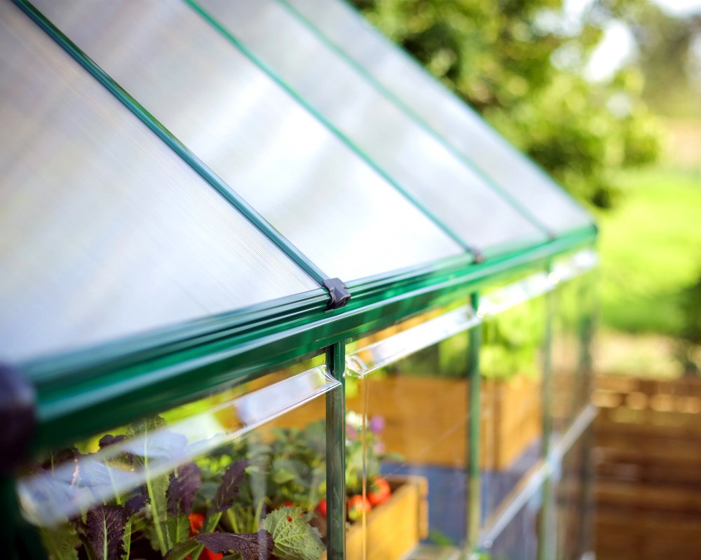 Palram - Canopia Hybrid 6" x 4" Polycarbonate/Aluminum Walk-In Greenhouse-Green - with Roof Vent - Image 3