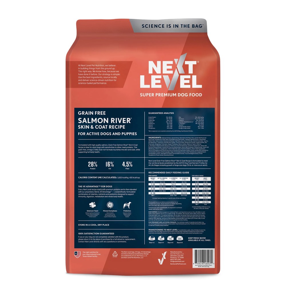Next Level, Grain Free Salmon River Skin & Coat Recipe, Dry Dog Food, 40 lbs - Image 9