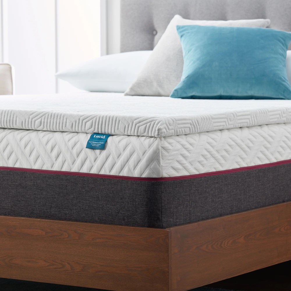 Lucid 2" Gel Memory Foam Mattress Topper, Queen - Infused with Cooling Gel and Aloe, Washable Cover - Image 6