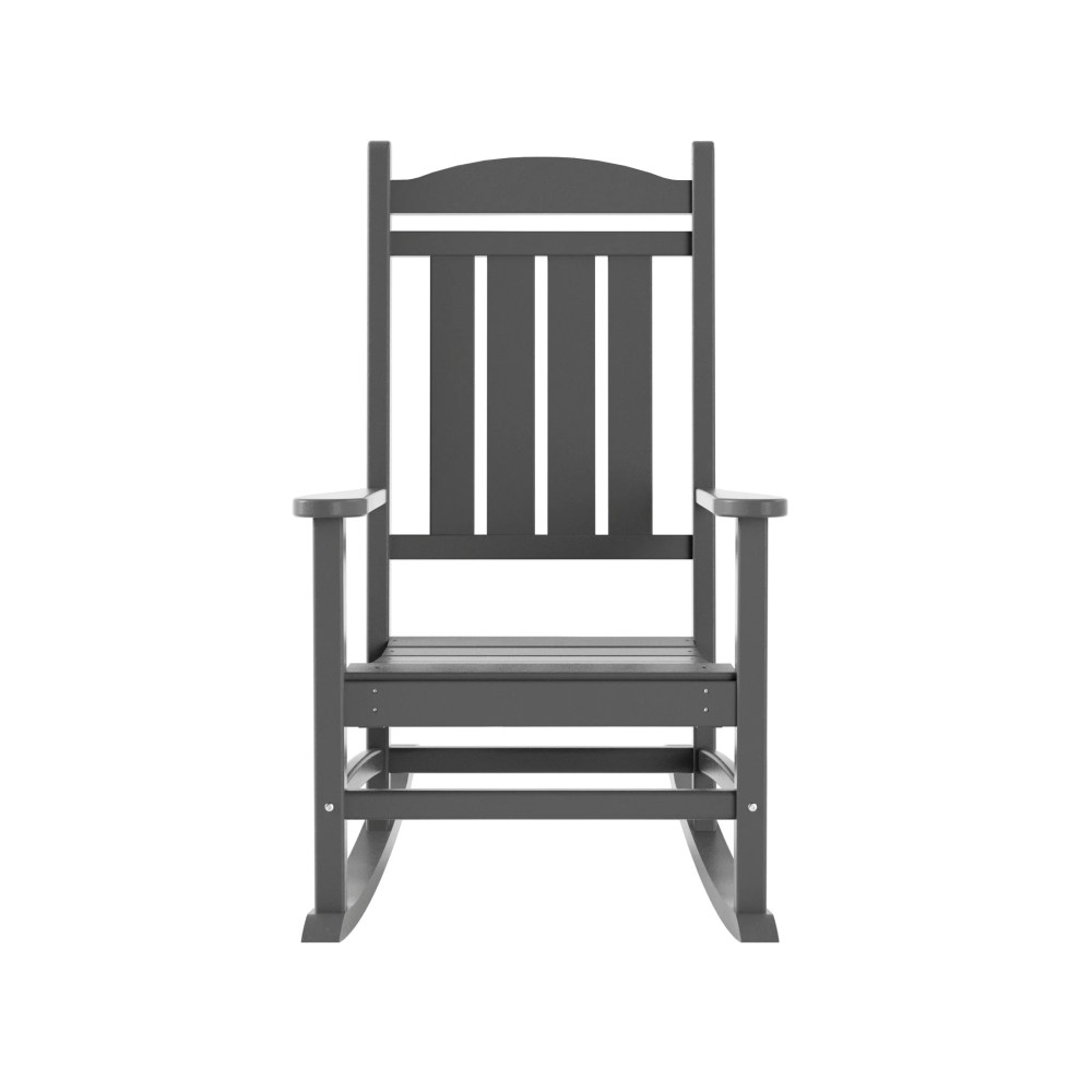 Garden 3-Piece Set Classic Plastic Adirondack Porch Rocking Chair with Round Side Table Included, Gray - Image 8