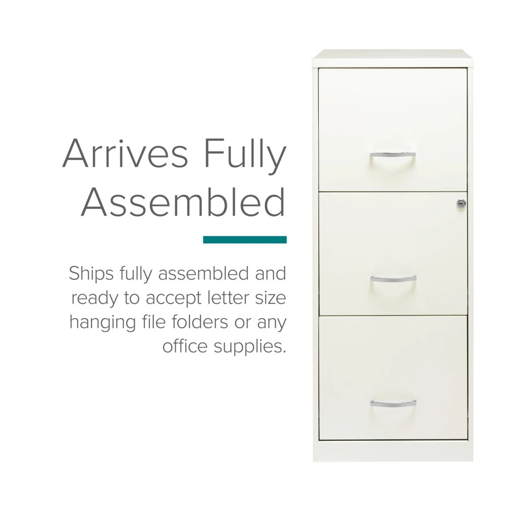 Space Solutions 18" Deep 3 Drawer Smart Letter Width Vertical File Cabinet, White - Image 12