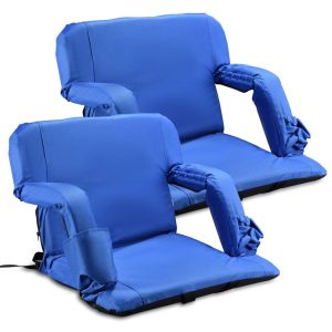 24.4" Wide Stadium Seat For Bleachers With Back Support 6 Reclining Options, Folding Bleacher Chair, Comfortable Cushion, Water-Resistant, Portable For Sporting Events, Camping