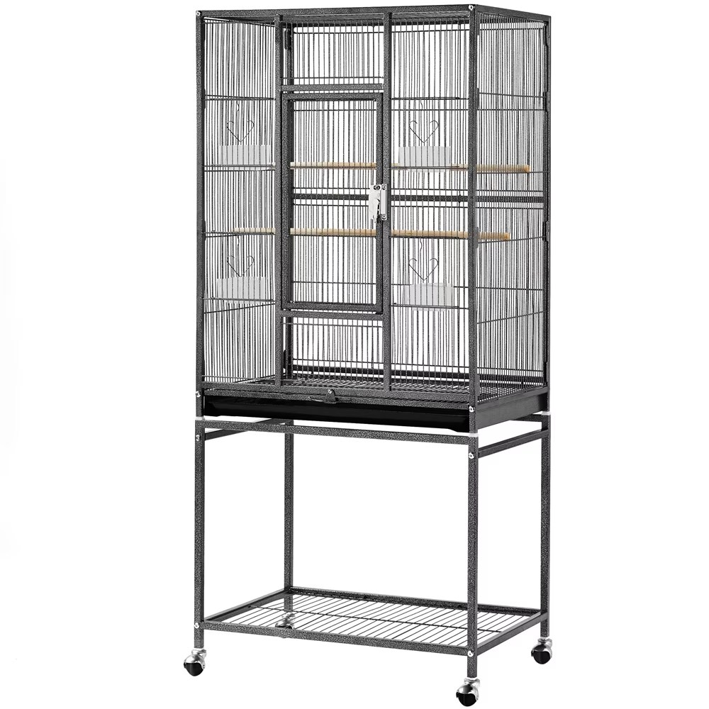 Renwick 54"H Large Rolling Metal Pet Cage for Birds or Small Animal, Black - Image 2