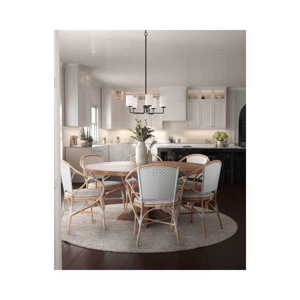 Merry Collection Five-Light Matte Black and Etched Glass Transitional Style Chandelier Light - Image 8