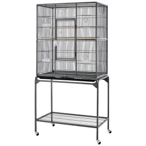 Yaheetech 63"H Large Parrot Cage w/ Stand,  Hammered black