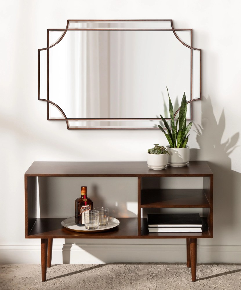 Kate and Laurel Minuette Traditional Wall Mirror, 24 x 36, Bronze, Decorative Farmhouse Mirror with Elegant Scalloped Interlocking Geometry With Slim Profile - Image 4