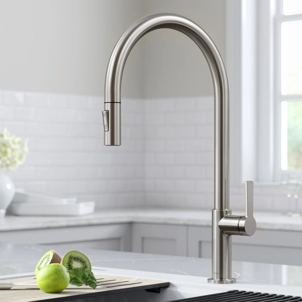 Oletto High-Arc Single Handle Pull-Down Kitchen Faucet in Spot Free Stainless Steel - Image 4