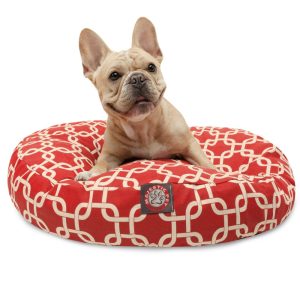 Majestic Pet  Links Round Pet Bed For Dogs,  Removable Cover,  Red,  Small