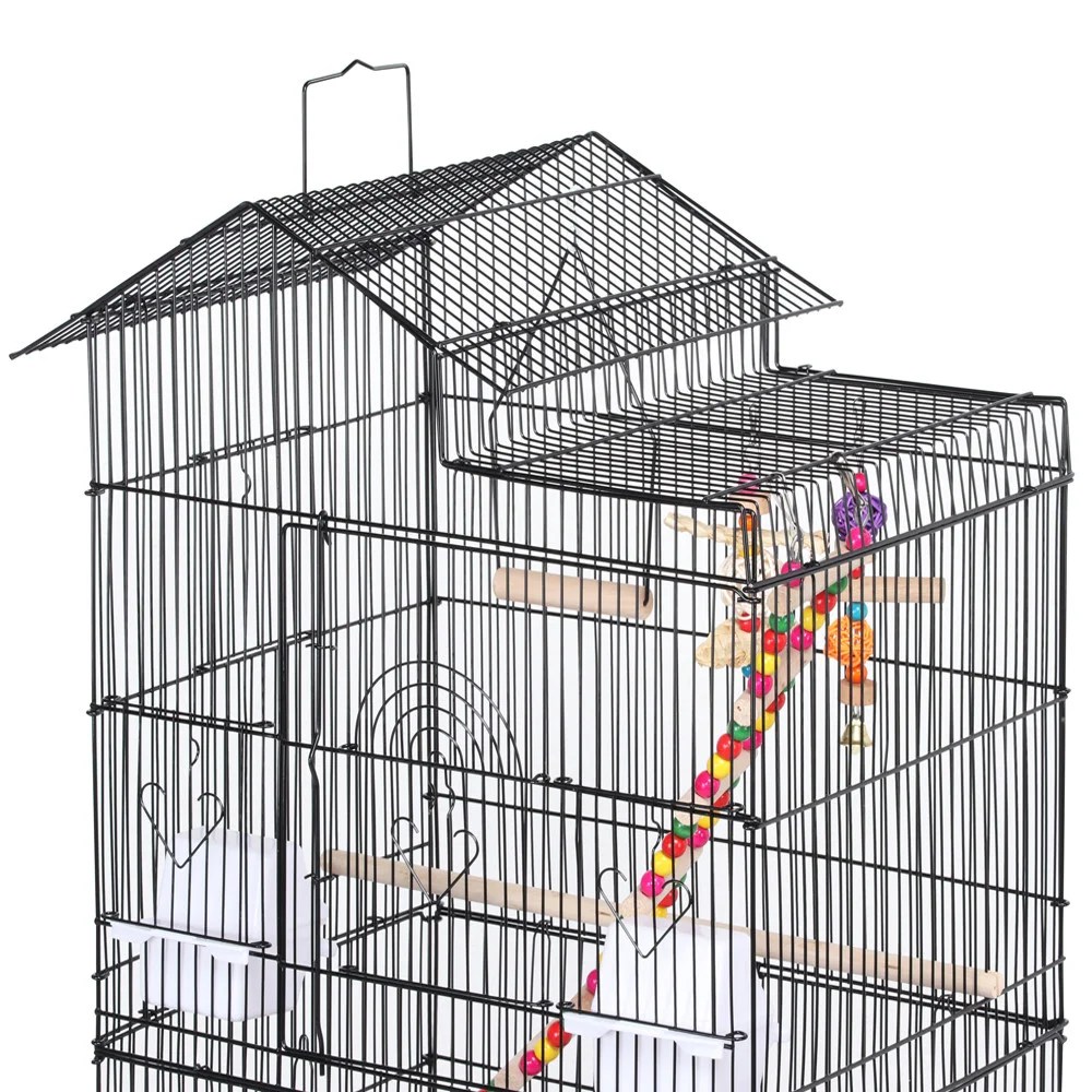 Renwick 39"H Metal Bird Cage Large Roof Top Huge House for Small Birds, Black - Image 11