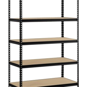 Muscle Rack 48"W x 24"D x 72"H 5-Shelf Steel Freestanding Shelving Unit Black