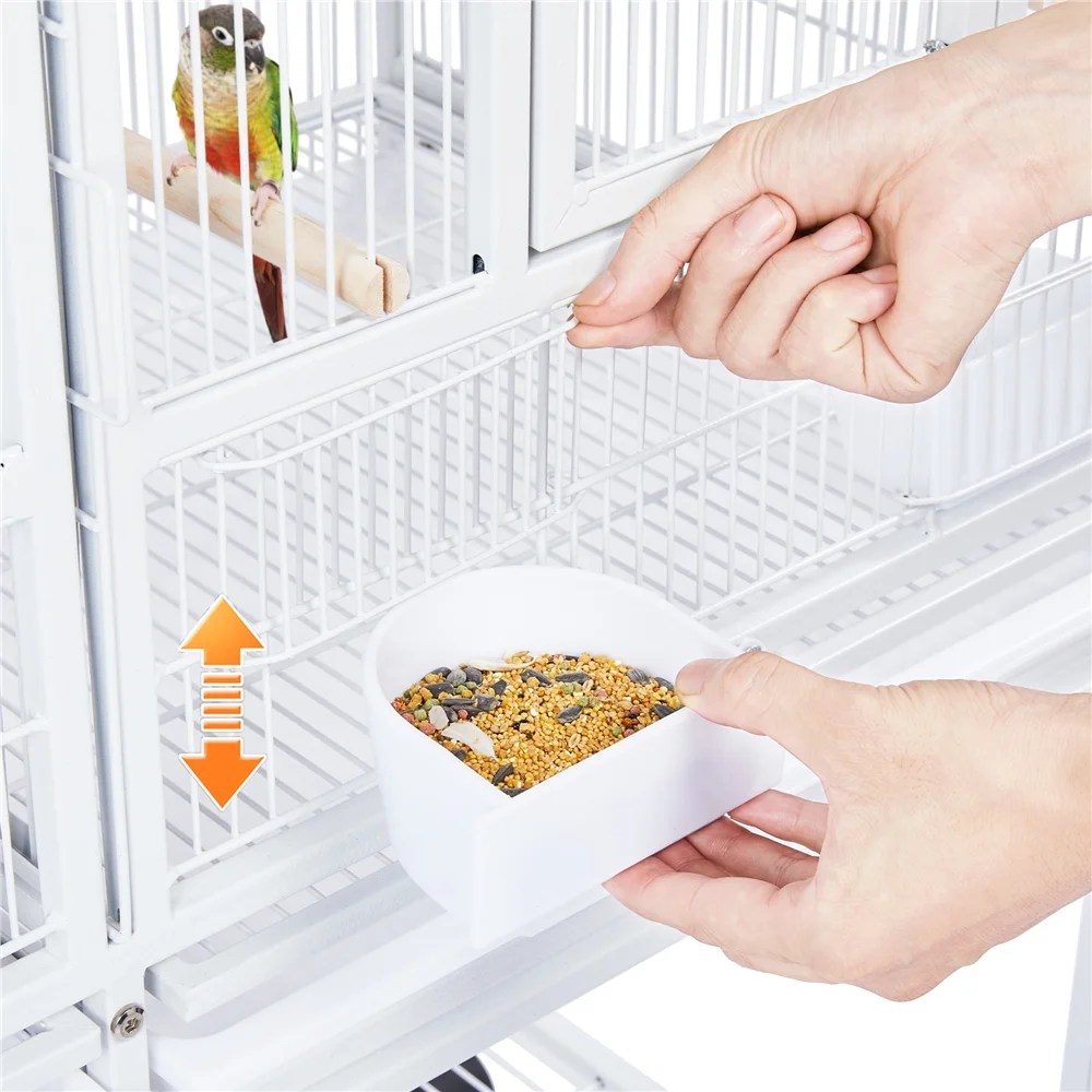 Alden Design Stackable Wide Divided Metal Bird Breeder Cage with Rolling Stand, White - Image 9
