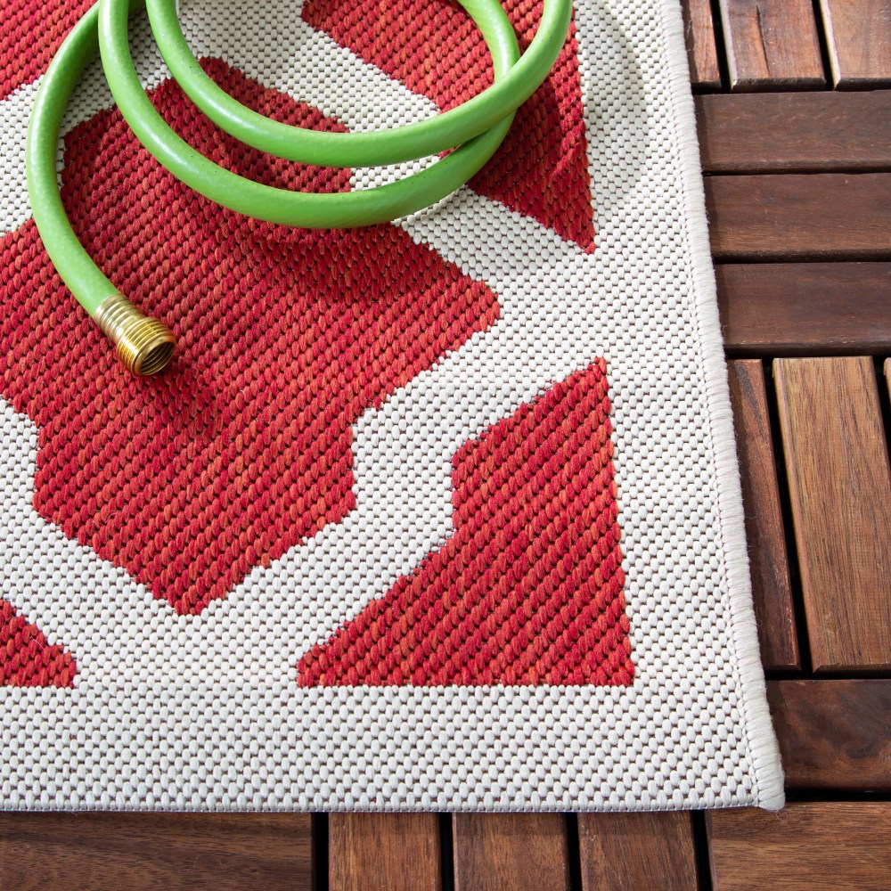 Safavieh Courtyard Amber Geometric Indoor/Outdoor Area Rug, Red/Bone, 6'7" x 9'6" - Image 14